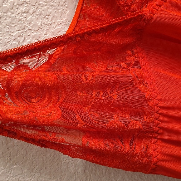 Lingerie 2 Piece Plus XXL Wine Floral Lace Spaghetti Straps Slip & Thong B3 X P - Picture 8 of 13